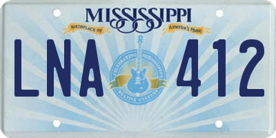 MS license plate LNA412