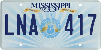 MS license plate LNA417