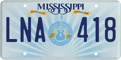 MS license plate LNA418