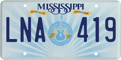 MS license plate LNA419