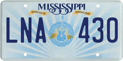 MS license plate LNA430