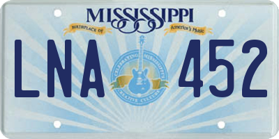 MS license plate LNA452