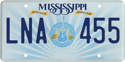 MS license plate LNA455