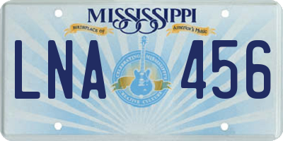 MS license plate LNA456