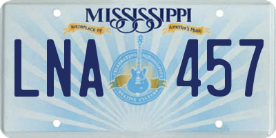 MS license plate LNA457