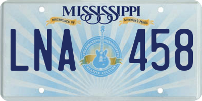 MS license plate LNA458