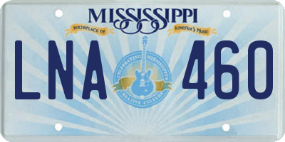 MS license plate LNA460