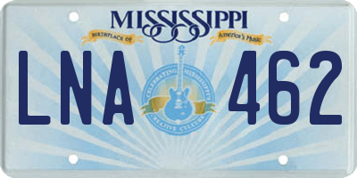 MS license plate LNA462