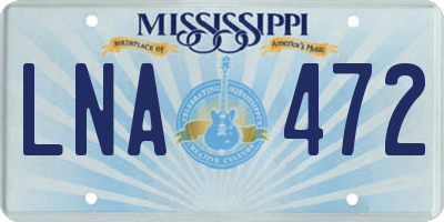 MS license plate LNA472