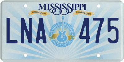 MS license plate LNA475