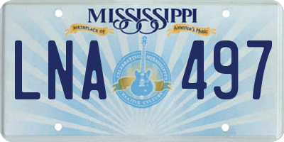 MS license plate LNA497
