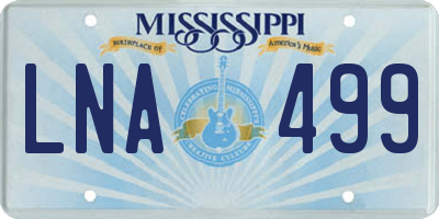 MS license plate LNA499