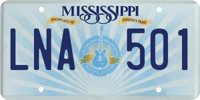 MS license plate LNA501