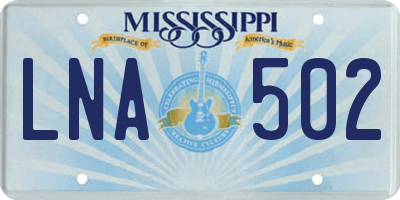 MS license plate LNA502