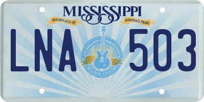 MS license plate LNA503