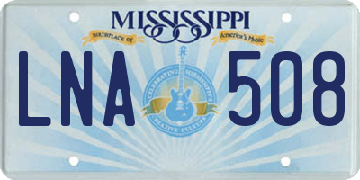 MS license plate LNA508