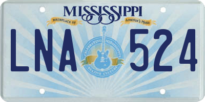 MS license plate LNA524