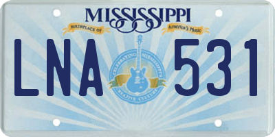 MS license plate LNA531