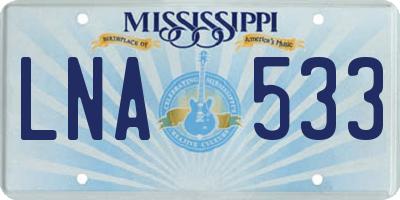 MS license plate LNA533