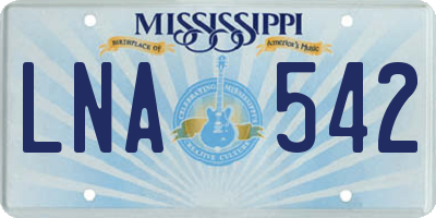 MS license plate LNA542