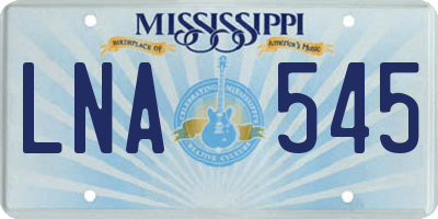 MS license plate LNA545