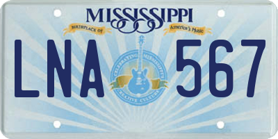 MS license plate LNA567