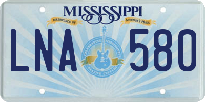 MS license plate LNA580