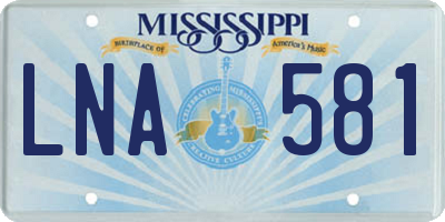 MS license plate LNA581