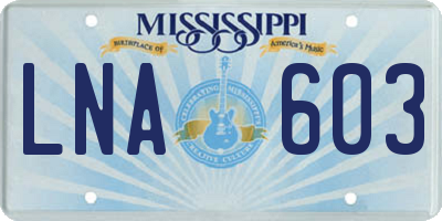 MS license plate LNA603