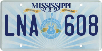 MS license plate LNA608