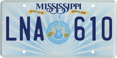 MS license plate LNA610