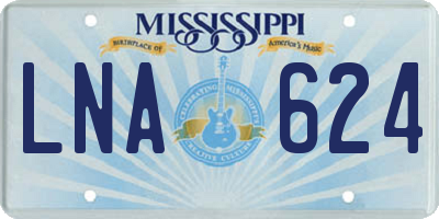MS license plate LNA624