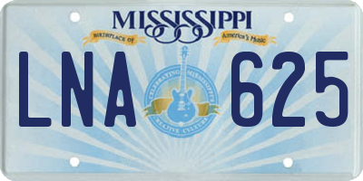 MS license plate LNA625
