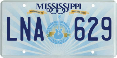MS license plate LNA629
