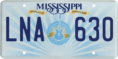 MS license plate LNA630
