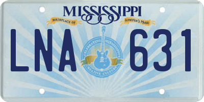 MS license plate LNA631