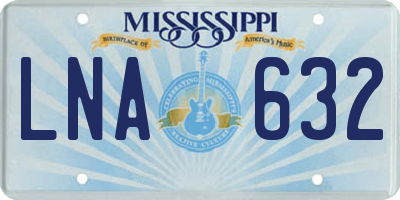 MS license plate LNA632