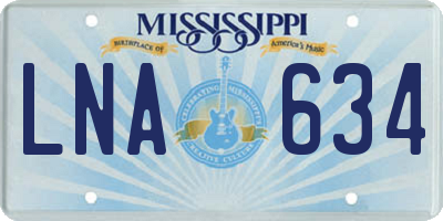 MS license plate LNA634
