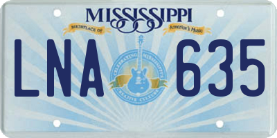 MS license plate LNA635