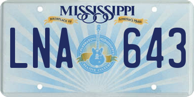MS license plate LNA643