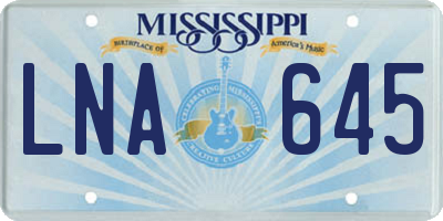 MS license plate LNA645