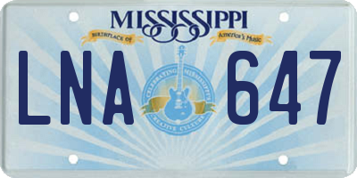 MS license plate LNA647