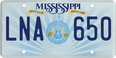 MS license plate LNA650