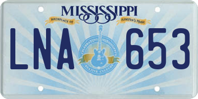 MS license plate LNA653