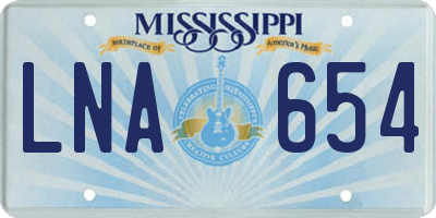 MS license plate LNA654