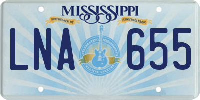 MS license plate LNA655