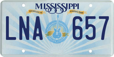 MS license plate LNA657