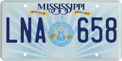 MS license plate LNA658
