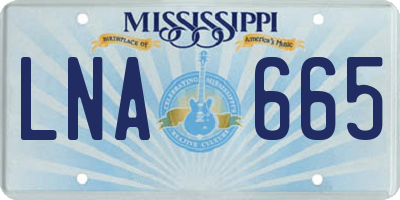 MS license plate LNA665
