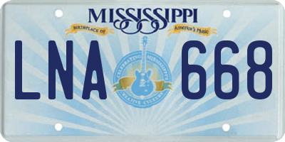 MS license plate LNA668